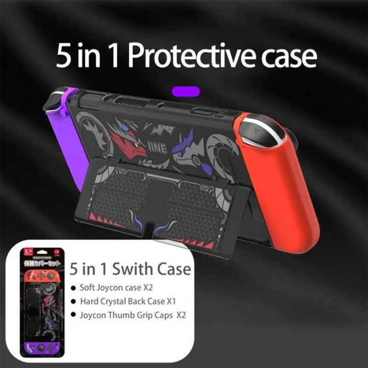 محافظ کنسول نینتندو سوییچ اولد مدل Scarlet Violet L748 به همراه کاور دسته و روکش آنالوگ