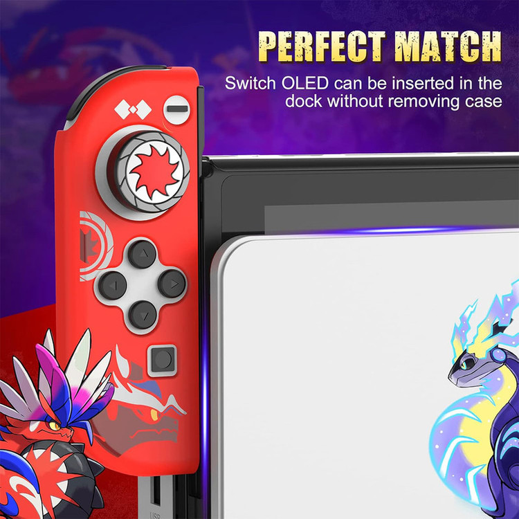 محافظ کنسول نینتندو سوییچ اولد مدل Scarlet Violet L748 به همراه کاور دسته و روکش آنالوگ