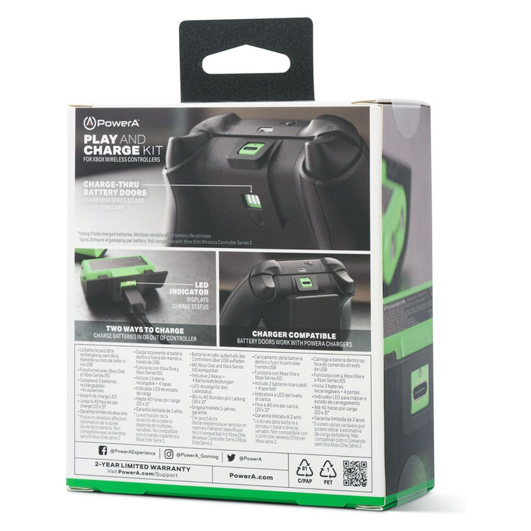 باتری قابل شارژ دسته بازی XBOX Series X/S پاور ای مدل PowerA Play & Charge Kit مجموعه دو عددی